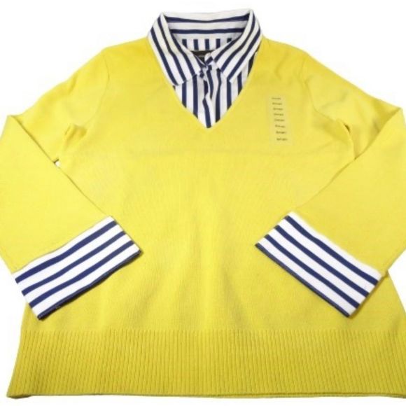 Cable & Gauge Yellow Collared Sweater Size S - Picture 6 of 11